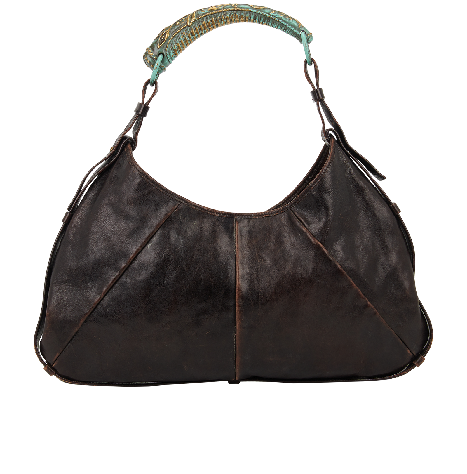 Vintage Mombasa Shoulder Bag, &pound;295, Handbags, Blue/Brown, Leather, Back view
